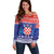 Croatia Christmas Off Shoulder Sweater Coat Of Arms Sretan Bozic - Wonder Print Shop