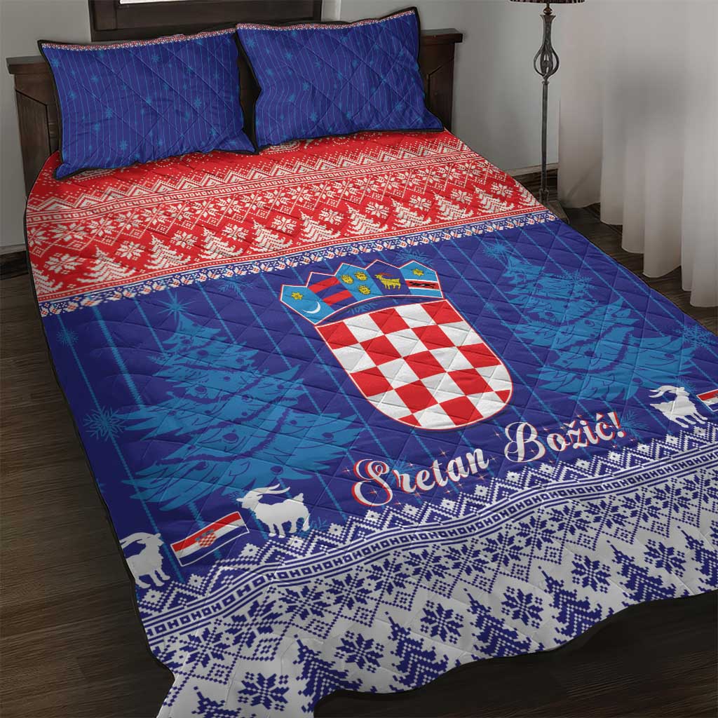 Croatia Christmas Quilt Bed Set Coat Of Arms Sretan Bozic - Wonder Print Shop