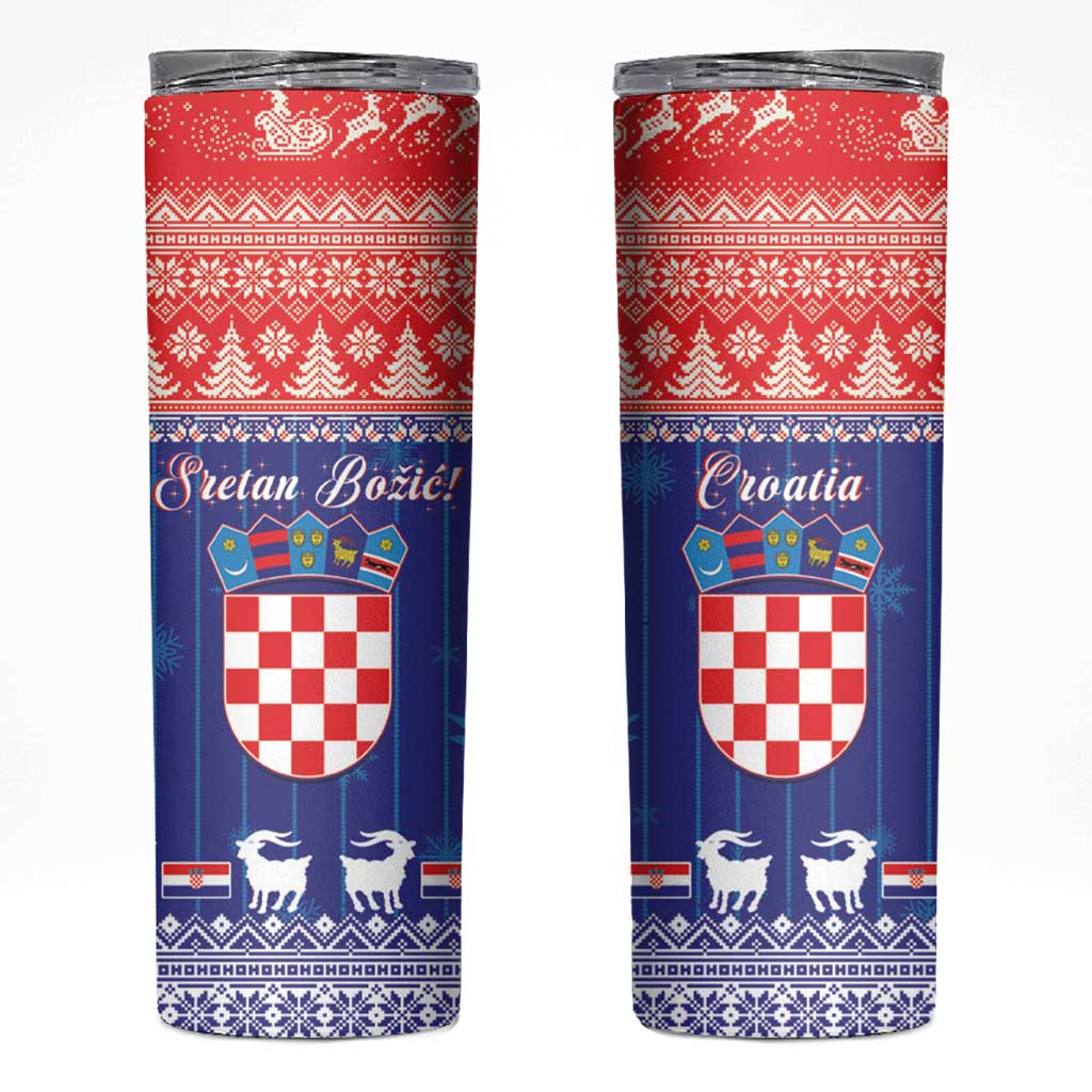 Croatia Christmas Skinny Tumbler Coat Of Arms Sretan Bozic - Wonder Print Shop