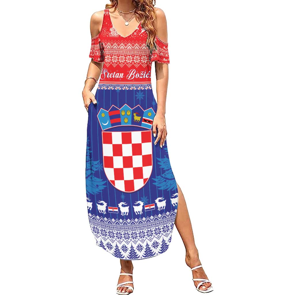 Croatia Christmas Summer Maxi Dress Coat Of Arms Sretan Bozic