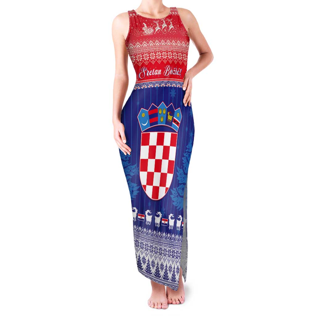 Croatia Christmas Tank Maxi Dress Coat Of Arms Sretan Bozic