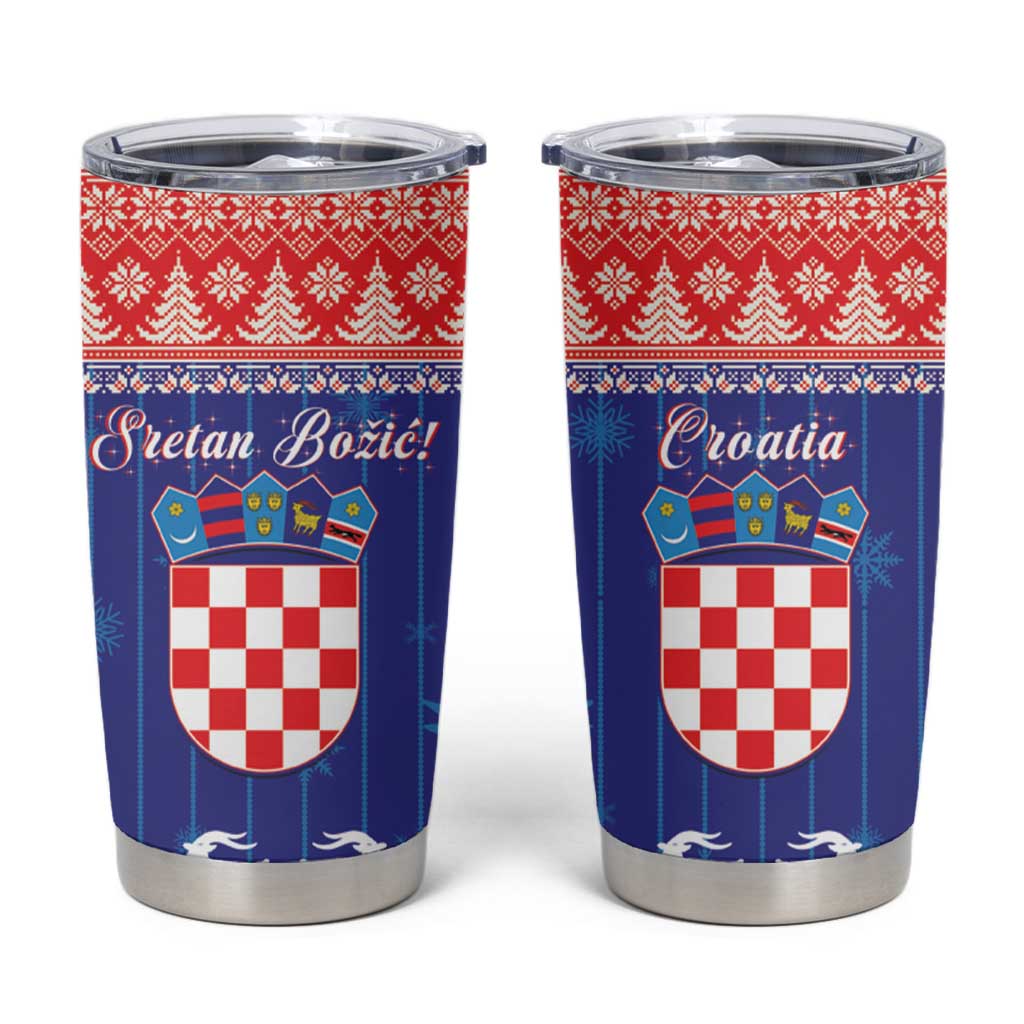 Croatia Christmas Tumbler Cup Coat Of Arms Sretan Bozic - Wonder Print Shop