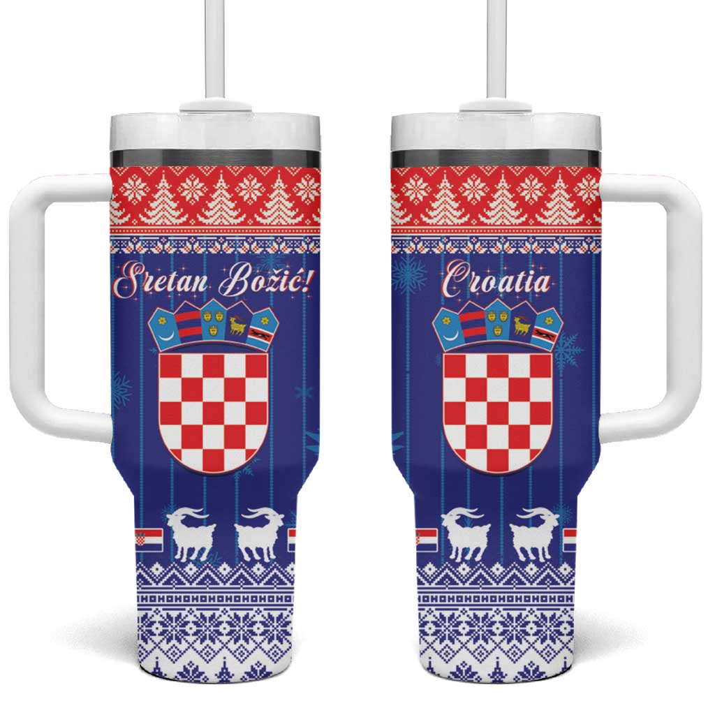 Croatia Christmas Tumbler With Handle Coat Of Arms Sretan Bozic - Wonder Print Shop