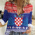 Croatia Christmas Women Casual Shirt Coat Of Arms Sretan Bozic