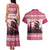 Croatia Christmas Couples Matching Tank Maxi Dress and Hawaiian Shirt Pine Marten Playing Violin - Dark Pink Color