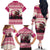 Croatia Christmas Family Matching Off The Shoulder Long Sleeve Dress and Hawaiian Shirt Pine Marten Playing Violin - Dark Pink Color