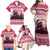 Croatia Christmas Family Matching Off Shoulder Maxi Dress and Hawaiian Shirt Pine Marten Playing Violin - Dark Pink Color