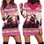 Croatia Christmas Hoodie Dress Pine Marten Playing Violin - Dark Pink Color