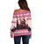 Croatia Christmas Off Shoulder Sweater Pine Marten Playing Violin - Dark Pink Color - Wonder Print Shop