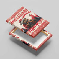 Red pine marten violinist canvas wall art with holiday border pattern and “Merry Christmas”