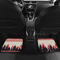 Set of 2 red front car floor mats with pine marten violin and snowy pine trees