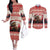 Croatia Christmas Couples Matching Off The Shoulder Long Sleeve Dress and Long Sleeve Button Shirt Pine Marten Playing Violin - Red Color