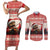 Croatia Christmas Couples Matching Short Sleeve Bodycon Dress and Long Sleeve Button Shirt Pine Marten Playing Violin - Red Color