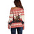 Croatia Christmas Off Shoulder Sweater Pine Marten Playing Violin - Red Color - Wonder Print Shop