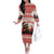 Croatia Christmas Off The Shoulder Long Sleeve Dress Pine Marten Playing Violin - Red Color