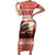 Croatia Christmas Short Sleeve Bodycon Dress Pine Marten Playing Violin - Red Color - Wonder Print Shop