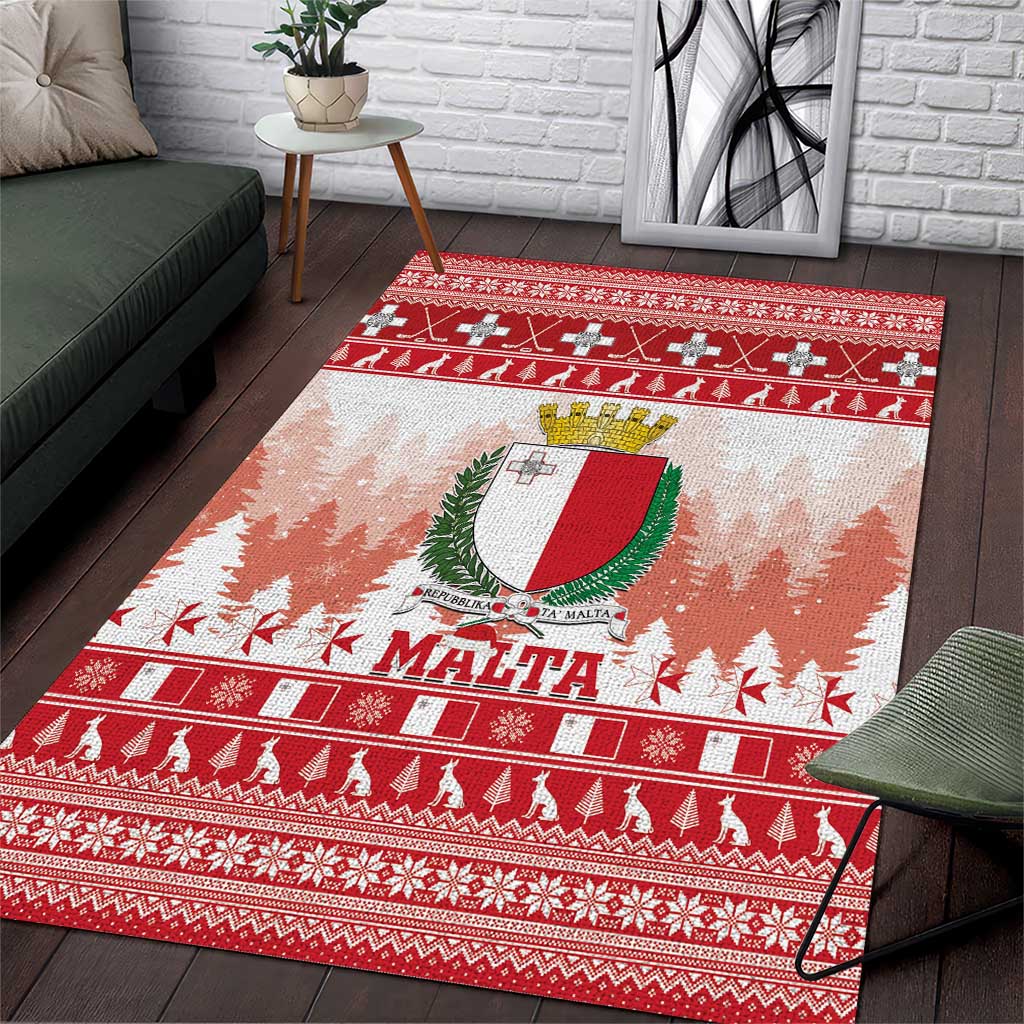 Malta Christmas Area Rug Coat Of Arms il-Milied it-Tajjeb - Wonder Print Shop