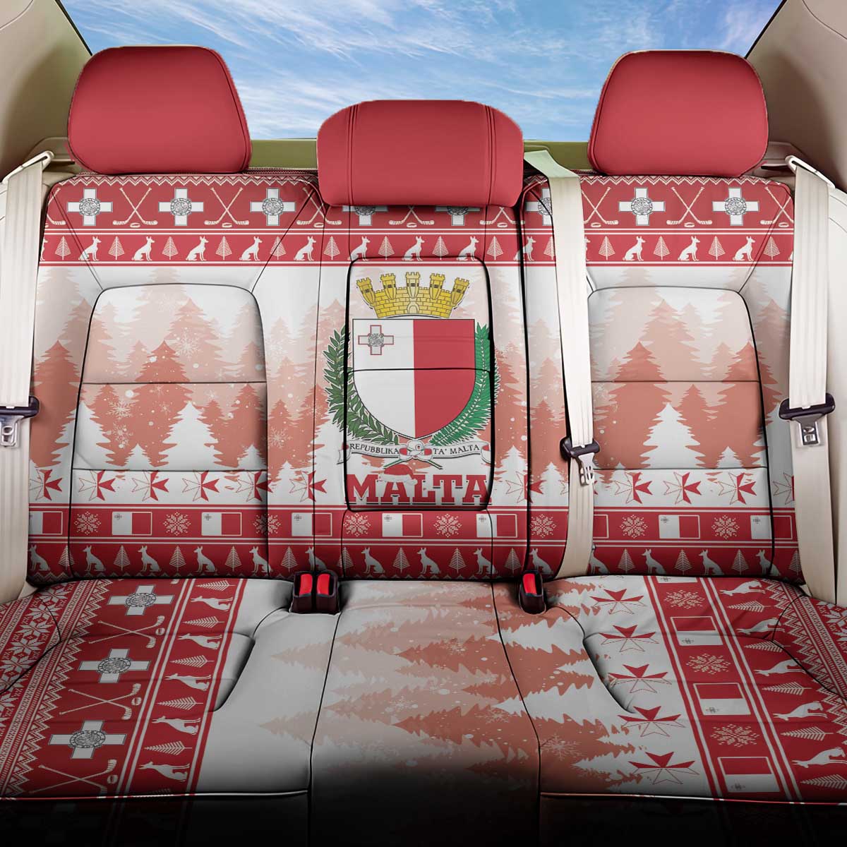 Malta Christmas Back Car Seat Cover Coat Of Arms il-Milied it-Tajjeb - Wonder Print Shop