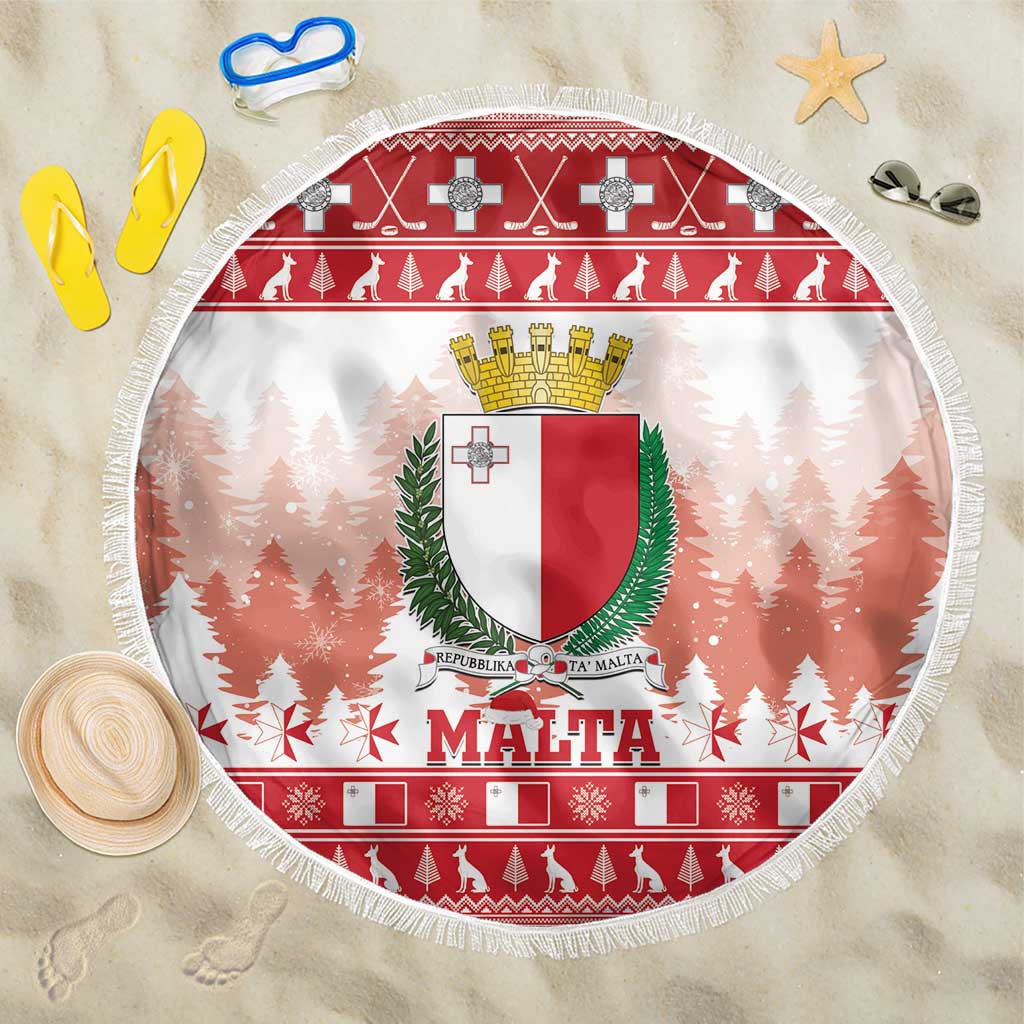 Malta Christmas Beach Blanket Coat Of Arms il-Milied it-Tajjeb - Wonder Print Shop