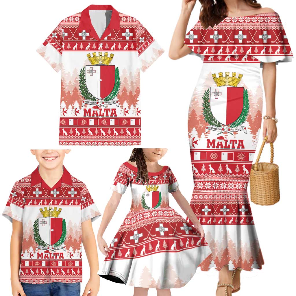 Malta Christmas Family Matching Mermaid Dress and Hawaiian Shirt Coat Of Arms il-Milied it-Tajjeb - Wonder Print Shop