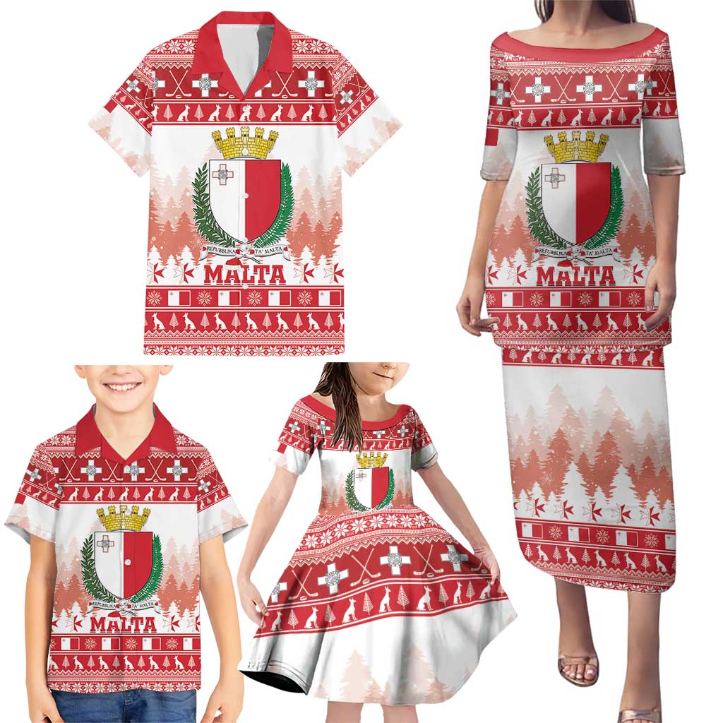 Malta Christmas Family Matching Puletasi and Hawaiian Shirt Coat Of Arms il-Milied it-Tajjeb - Wonder Print Shop