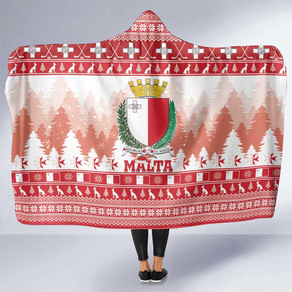 Malta Christmas Hooded Blanket Coat Of Arms il-Milied it-Tajjeb