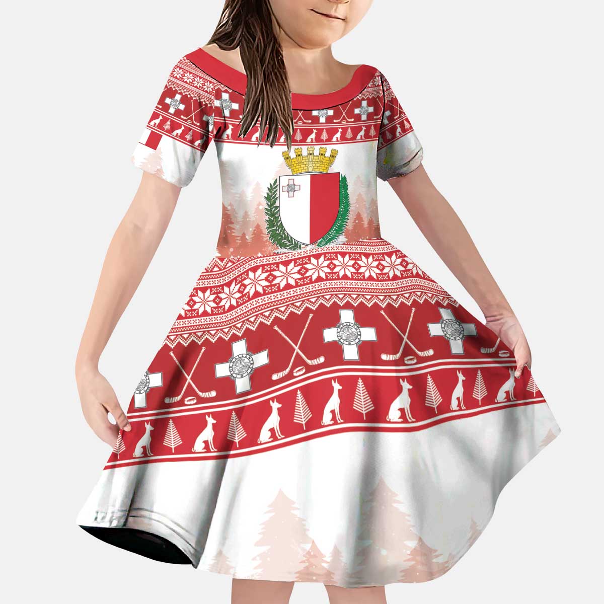 Malta Christmas Kid Short Sleeve Dress Coat Of Arms il-Milied it-Tajjeb - Wonder Print Shop