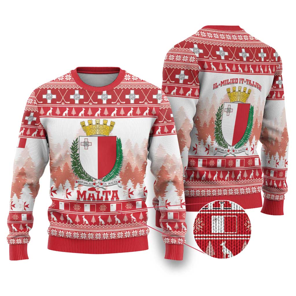 Malta Christmas Ugly Christmas Sweater Coat Of Arms il-Milied it-Tajjeb - Wonder Print Shop