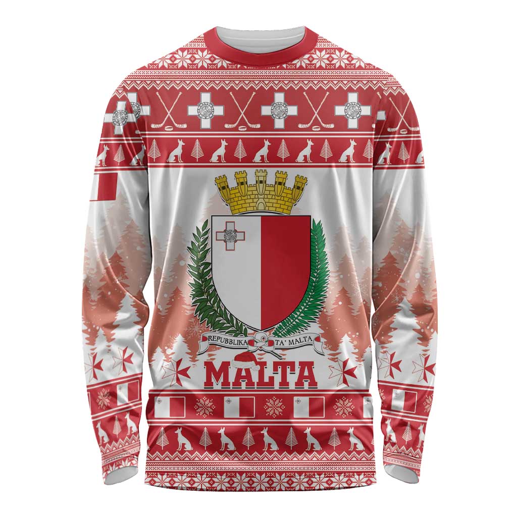 Malta Christmas Long Sleeve Shirt Coat Of Arms il-Milied it-Tajjeb - Wonder Print Shop