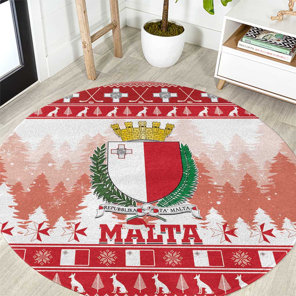 Malta Christmas Round Carpet Coat Of Arms il-Milied it-Tajjeb