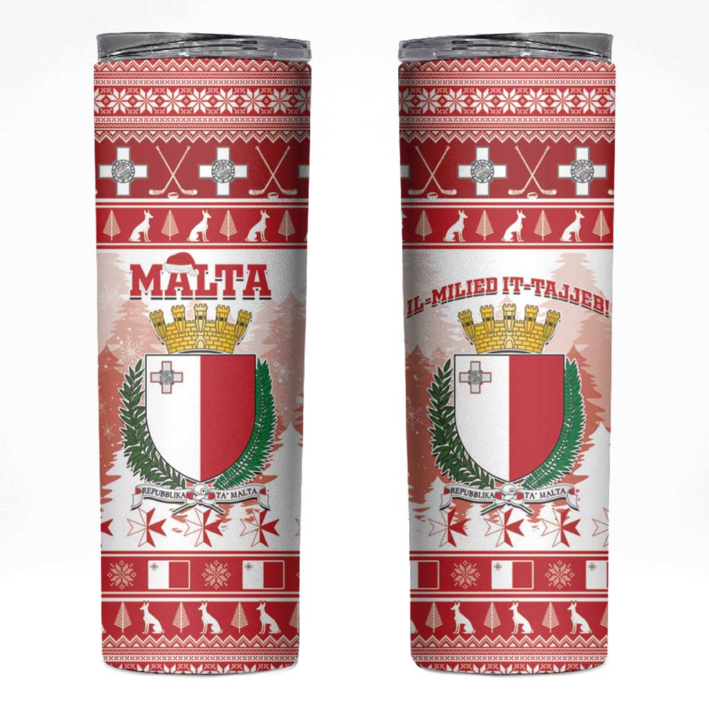 Malta Christmas Skinny Tumbler Coat Of Arms il-Milied it-Tajjeb - Wonder Print Shop