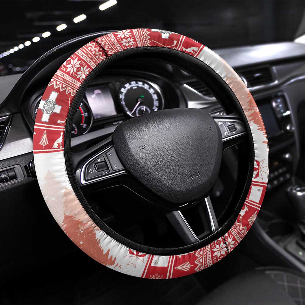 Malta Christmas Steering Wheel Cover Coat Of Arms il-Milied it-Tajjeb - Wonder Print Shop