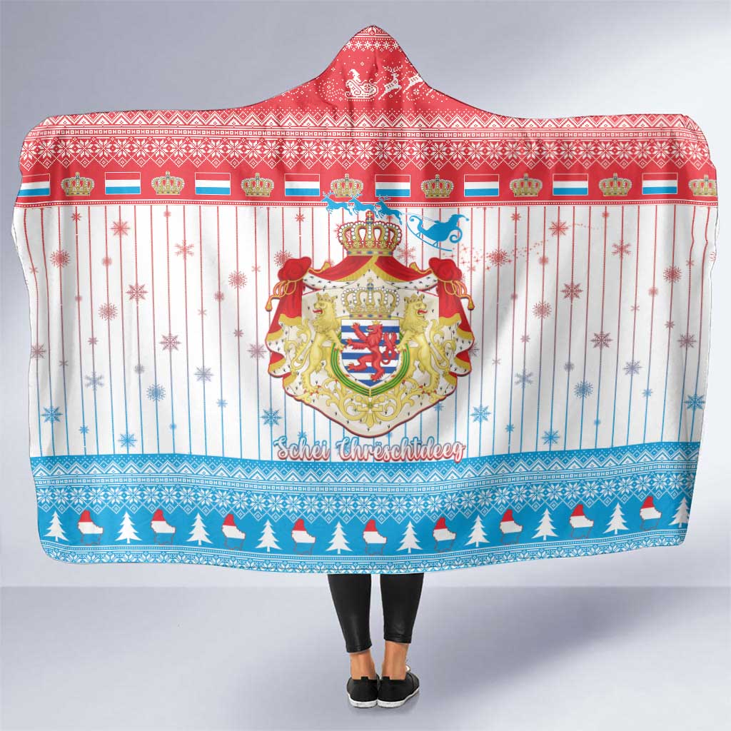 Luxembourg Christmas Hooded Blanket Coat Of Arms Schei Chreschtdeeg