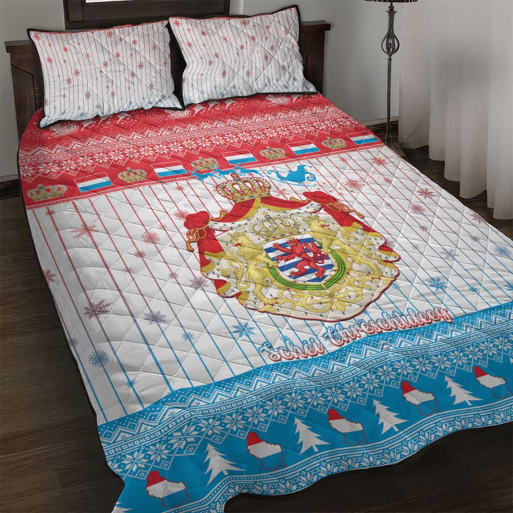 Luxembourg Christmas Quilt Bed Set Coat Of Arms Schei Chreschtdeeg - Wonder Print Shop