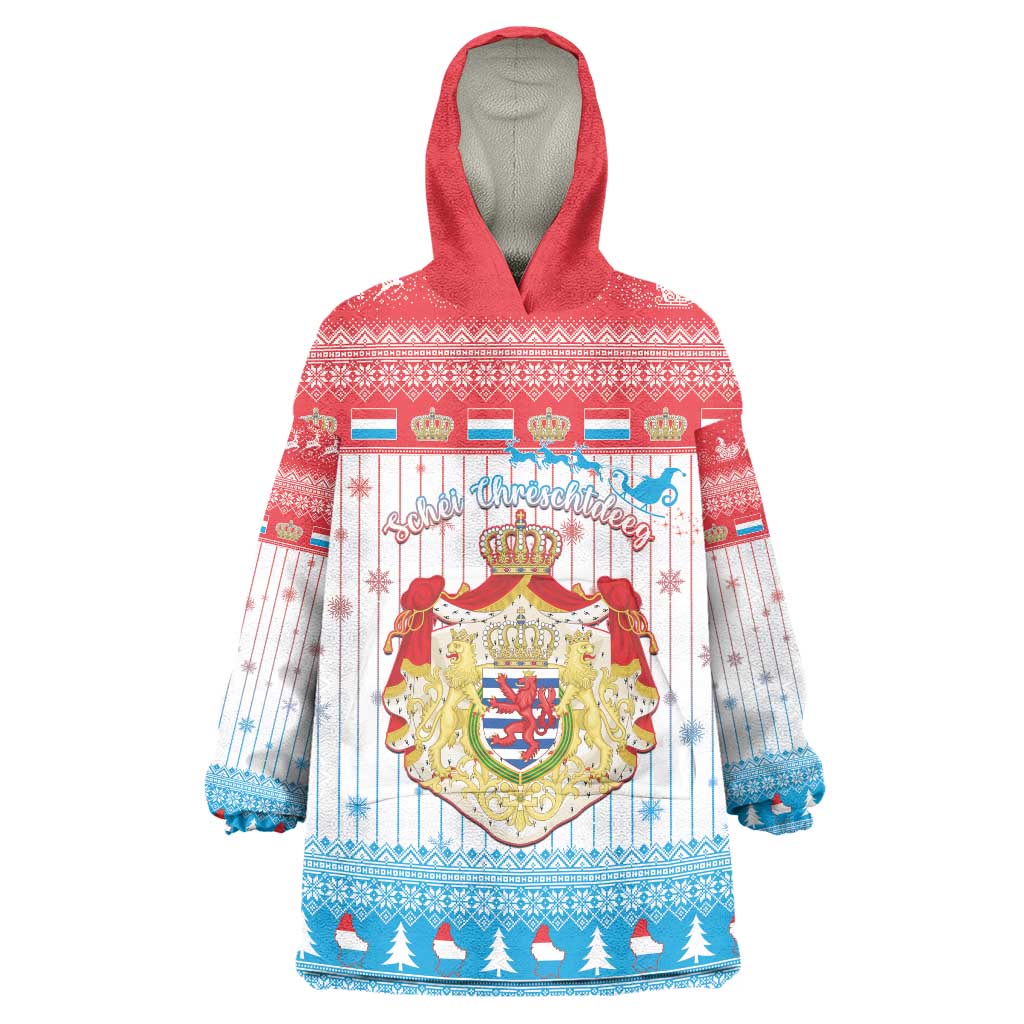 Luxembourg Christmas Wearable Blanket Hoodie Coat Of Arms Schei Chreschtdeeg