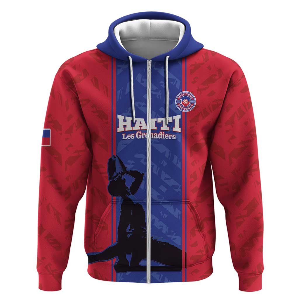 Custom Haiti Football Zip Hoodie Go Les Grenadiers - Wonder Print Shop