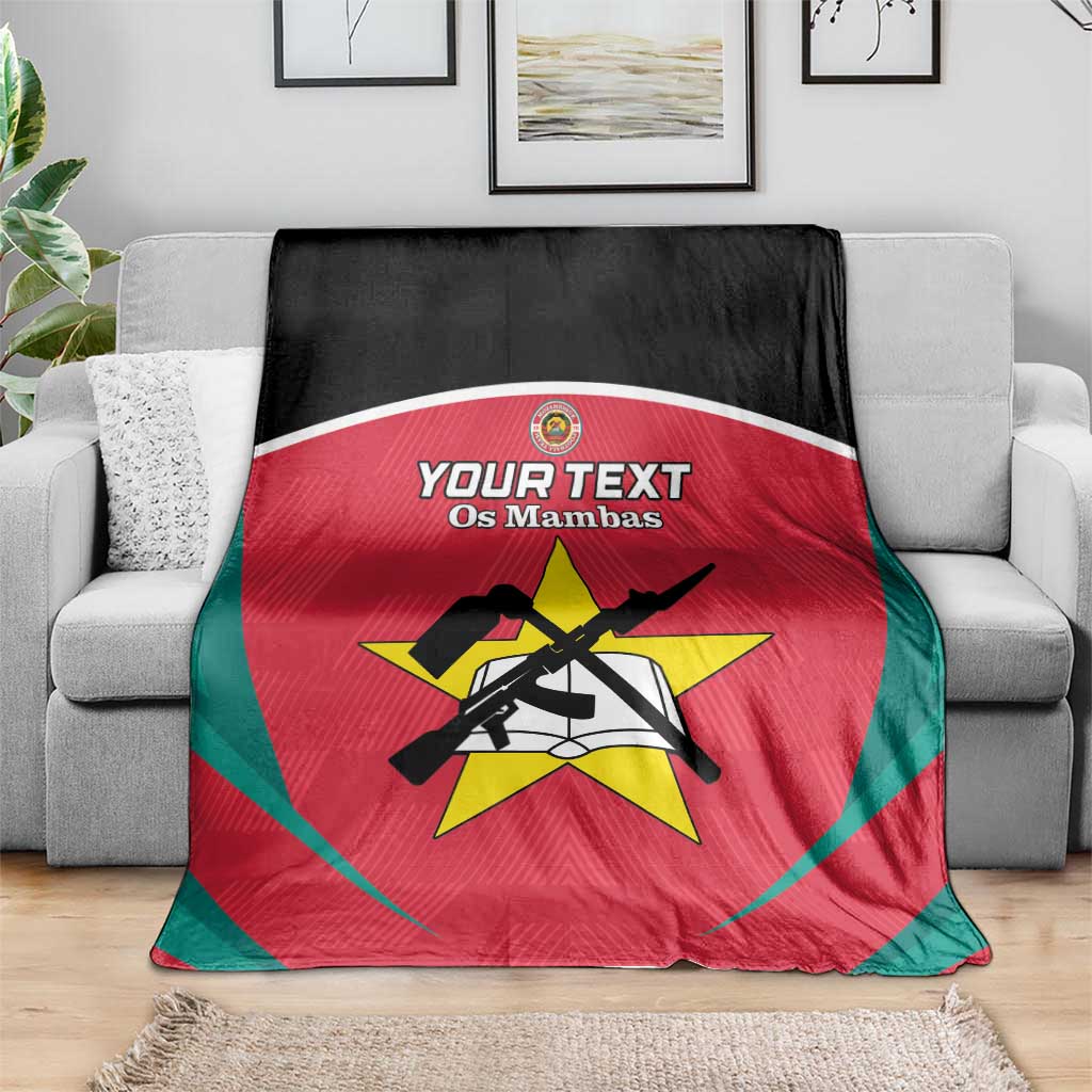Red football blanket with black and teal border, crest and emblem print, draped on sofa