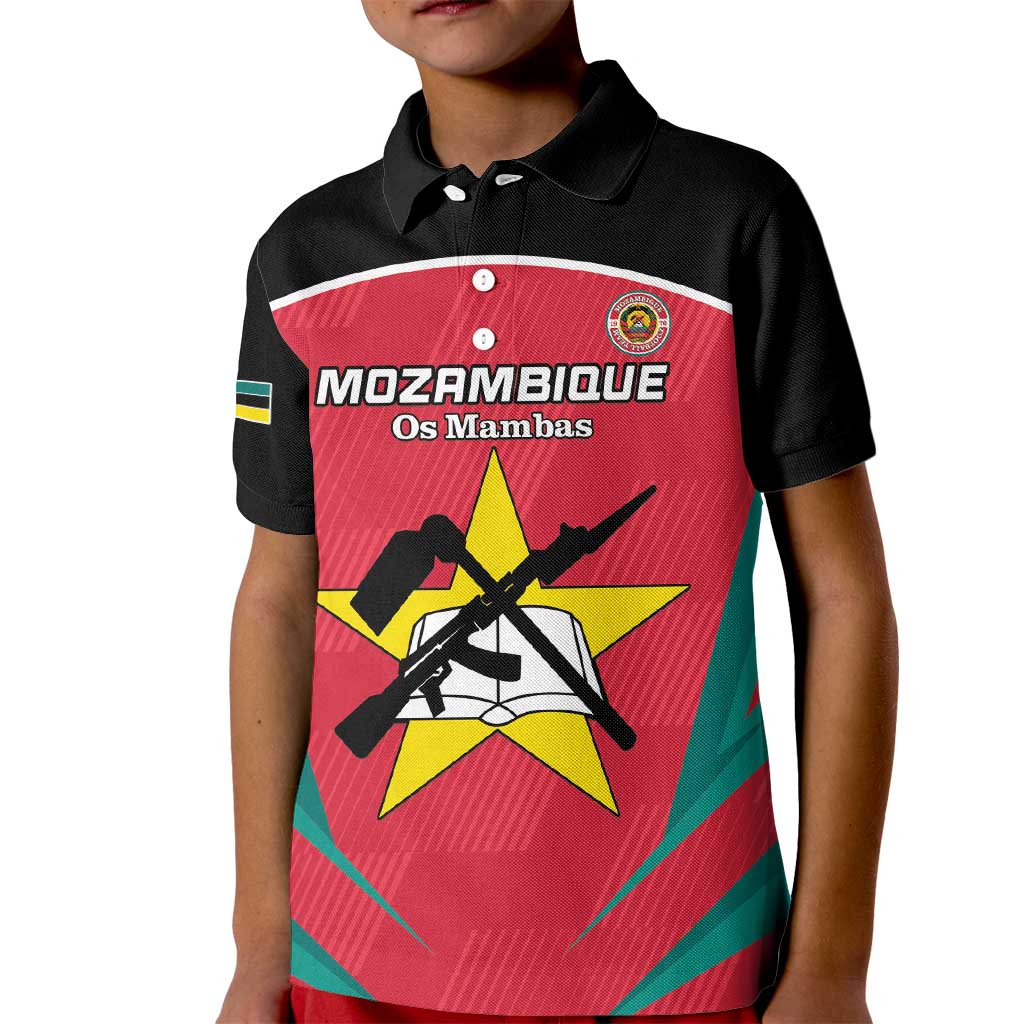 Custom Mozambique Football Kid Polo Shirt Go Os Mambas - Wonder Print Shop