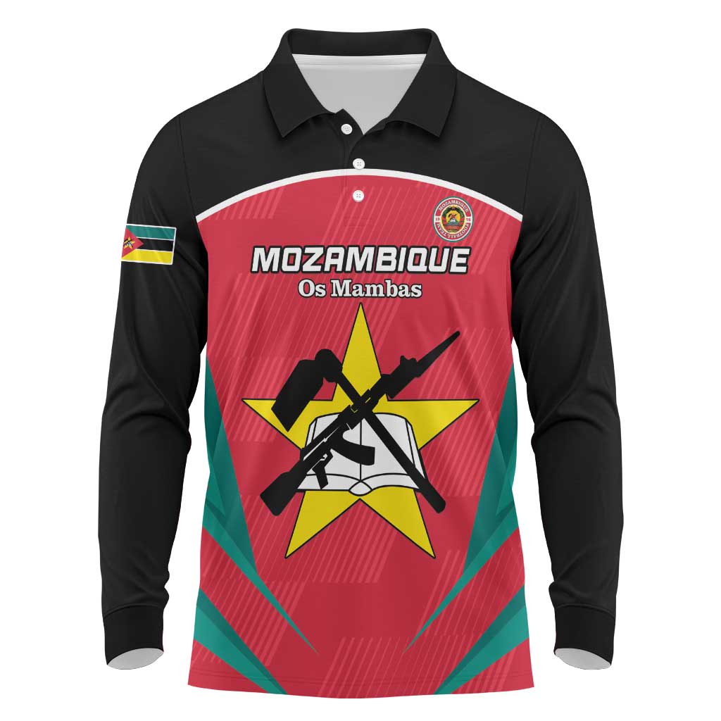 Custom Mozambique Football Long Sleeve Polo Shirt Go Os Mambas - Wonder Print Shop