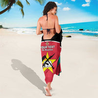 Red, green and black football sarong with star logo and YOUR TEXT print (back view)