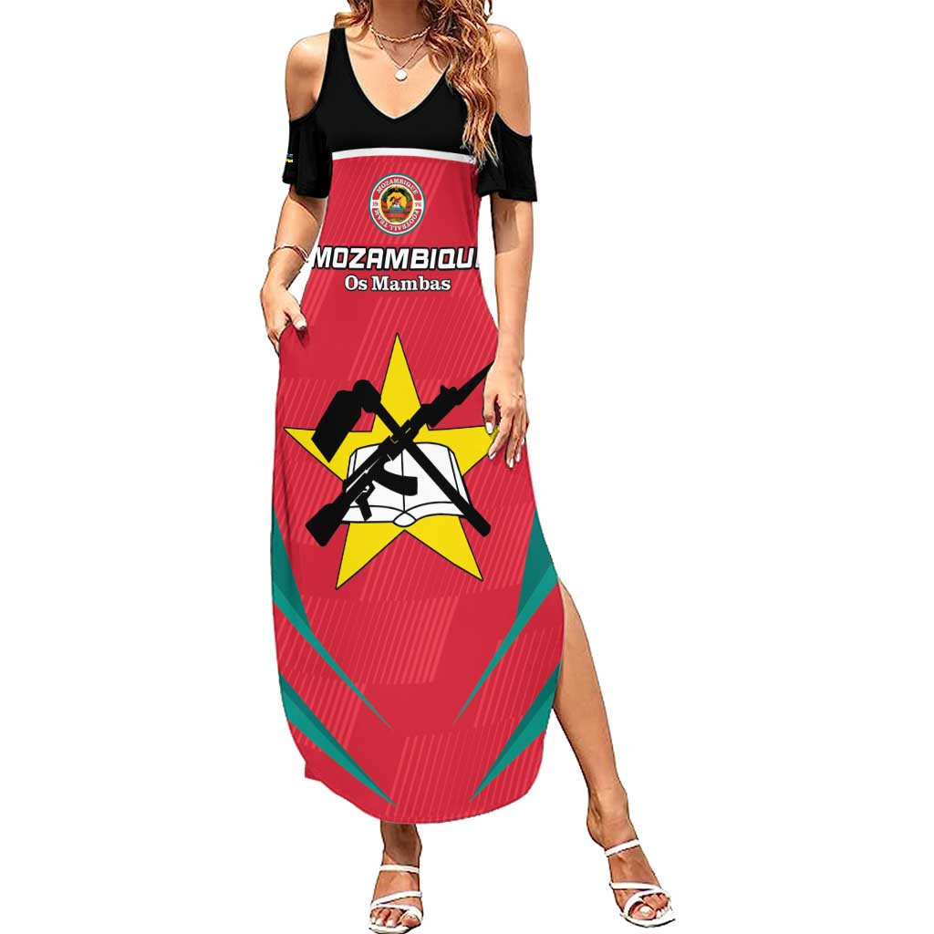 Custom Mozambique Football Summer Maxi Dress Go Os Mambas - Wonder Print Shop