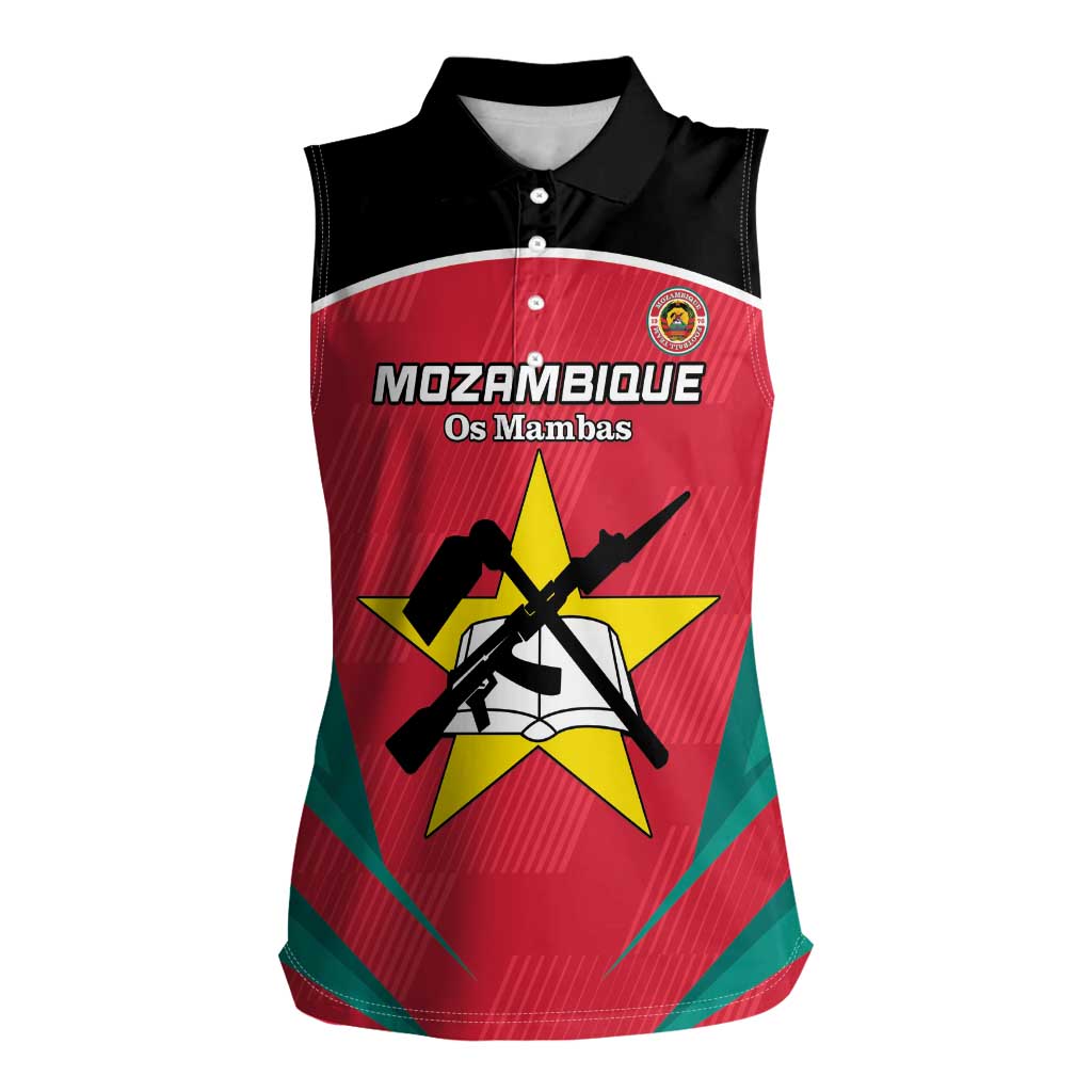 Custom Mozambique Football Women Sleeveless Polo Shirt Go Os Mambas - Wonder Print Shop