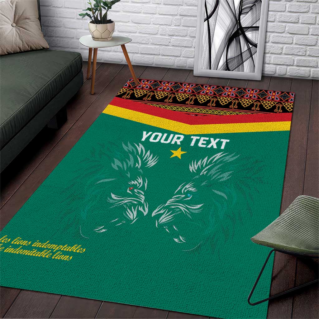 Custom Cameroon Football Area Rug Go Champions - Toghu Pattern