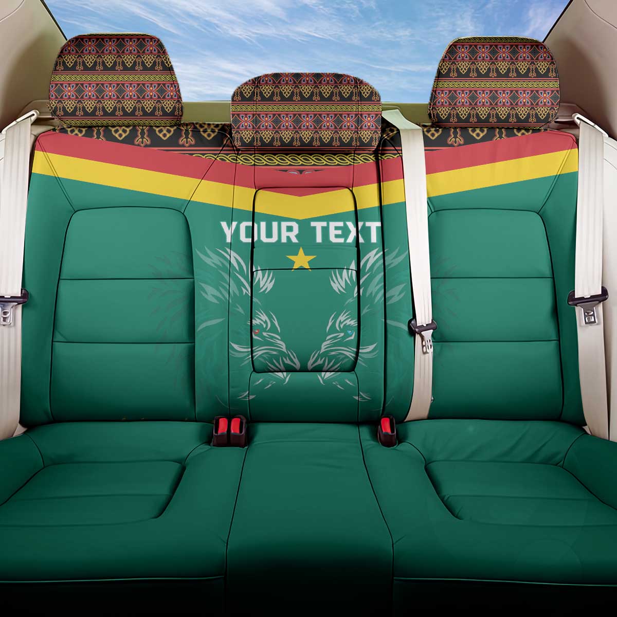 Custom Cameroon Football Back Car Seat Cover Go Champions - Toghu Pattern