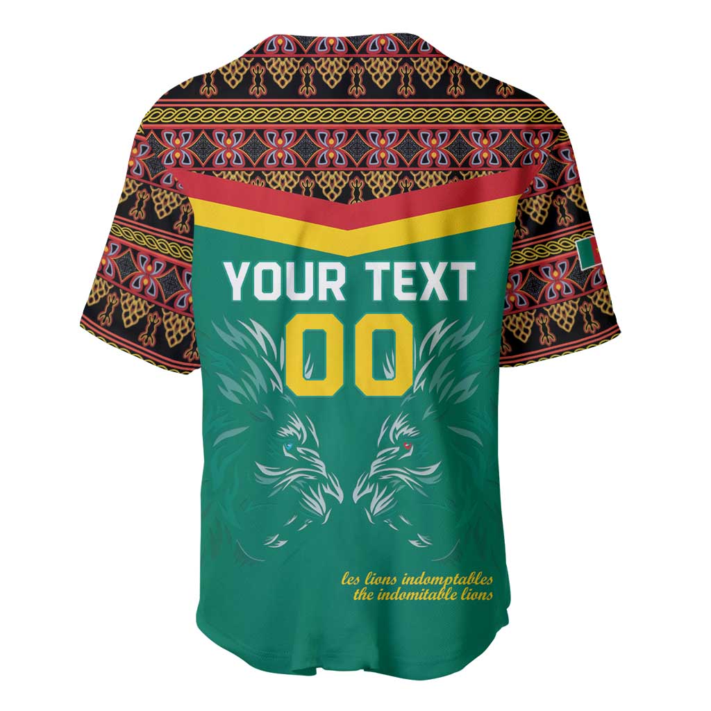 Green football baseball jersey with patterned yoke, 'YOUR TEXT 00' front print