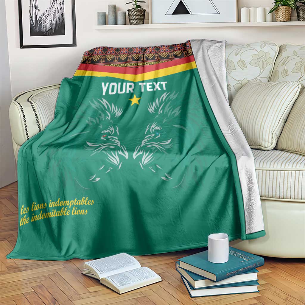 Custom Cameroon Football Blanket Go Champions - Toghu Pattern