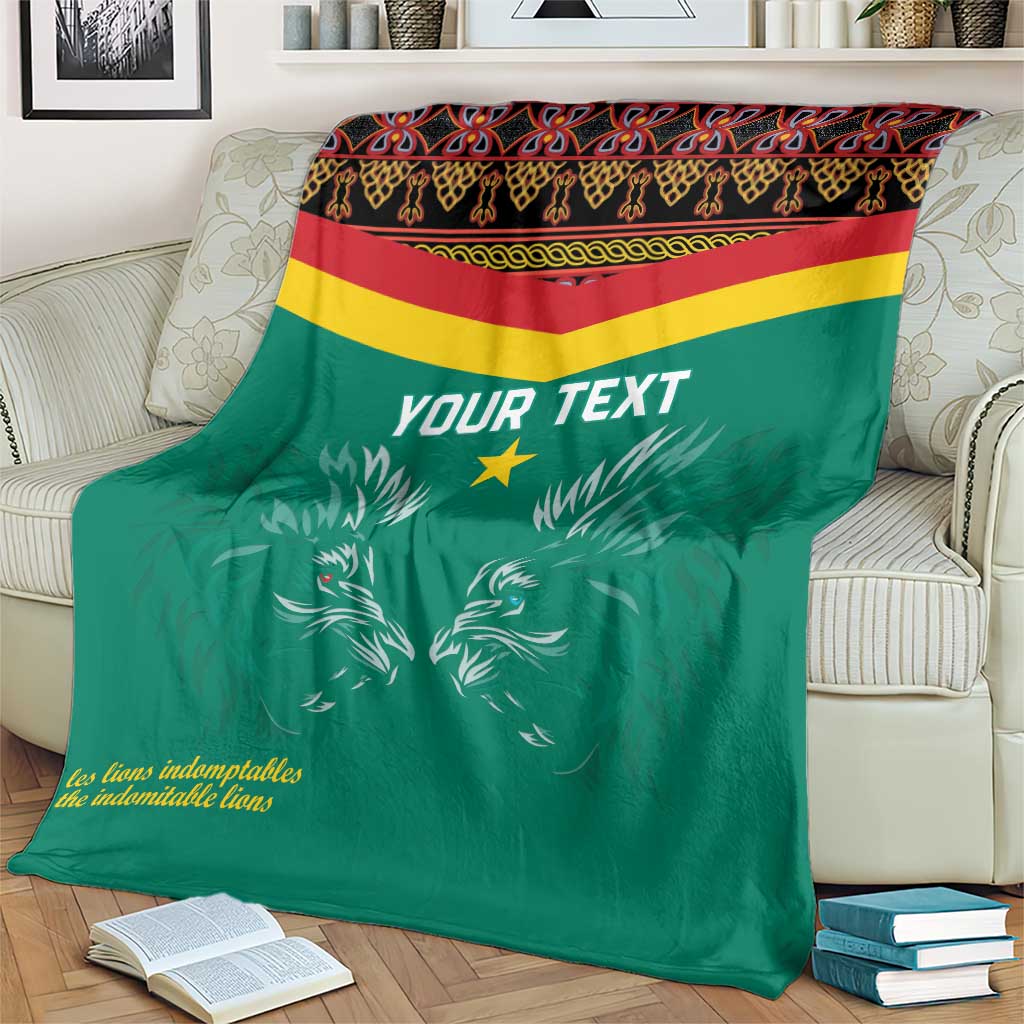 Custom Cameroon Football Blanket Go Champions - Toghu Pattern