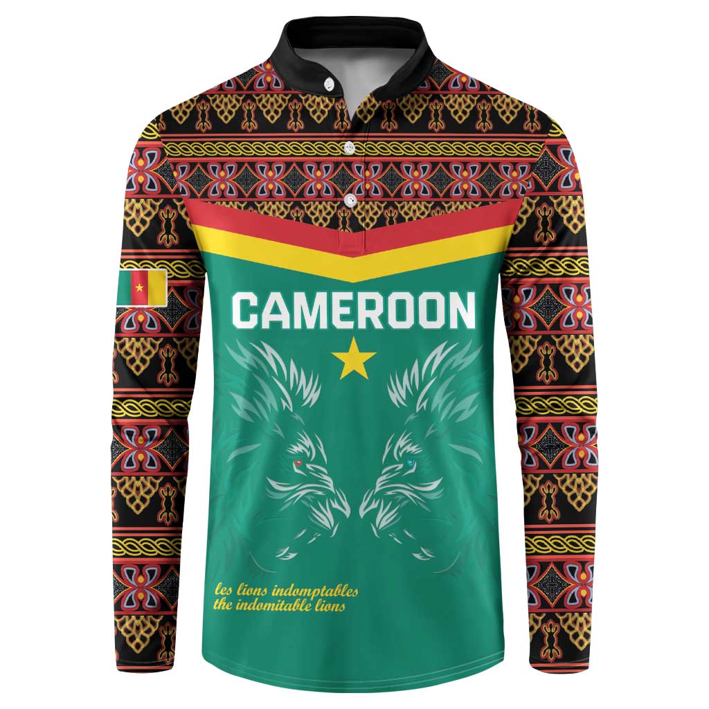 Custom Cameroon Football Button Sweatshirt Go Champions - Toghu Pattern