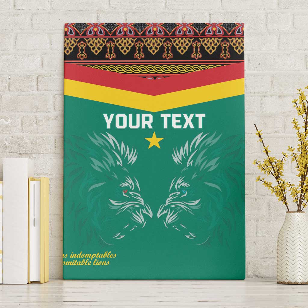 Custom Cameroon Football Canvas Wall Art Go Champions - Toghu Pattern