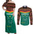 Custom Cameroon Football Couples Matching Off Shoulder Maxi Dress and Long Sleeve Button Shirt Go Champions - Toghu Pattern